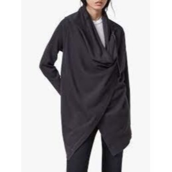 All Saints NWOT Gray Ivy Drape Jersey Cardigan Sweatshirt XS - Picture 6 of 12
